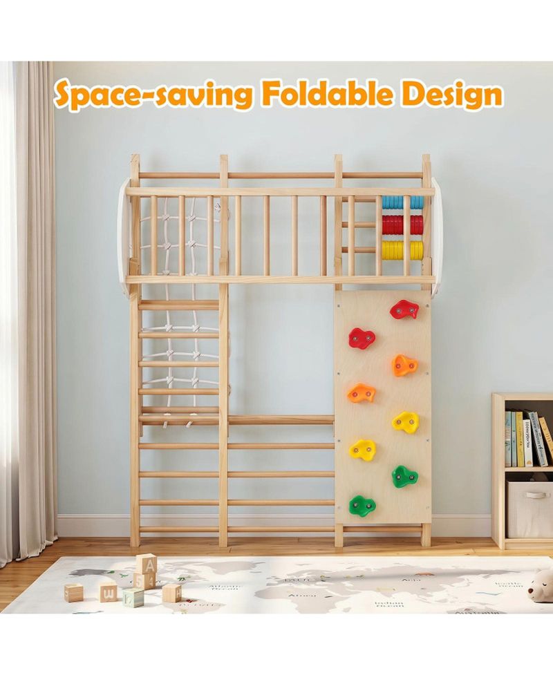 Ages 3+ 8-in-1 Foldable Wooden Indoor Jungle Gym