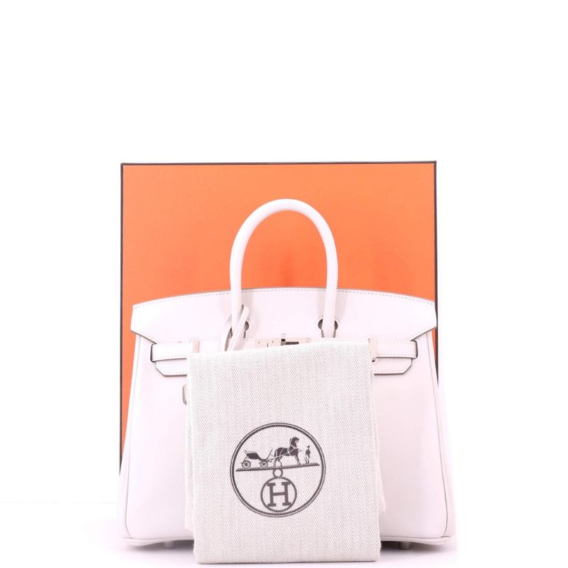 Birkin 25 Handbag Grey Swift with Palladium Hardware
