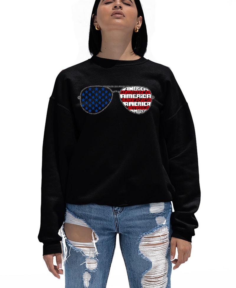 Women's Americana Sunglasses Word Art Crew Neck Sweatshirt