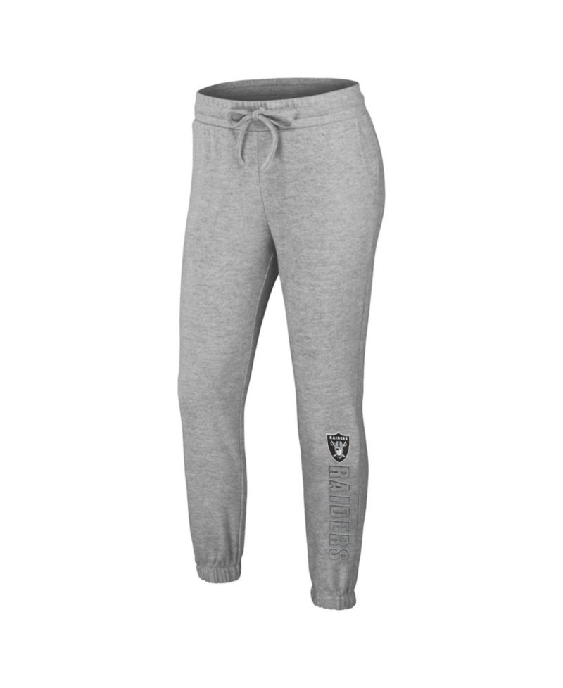 Women's 2-Piece Heather Gray Las Vegas Raiders Plus Size Knitted Tri-Blend Long Sleeve T-Shirt & Pants Lounge Set