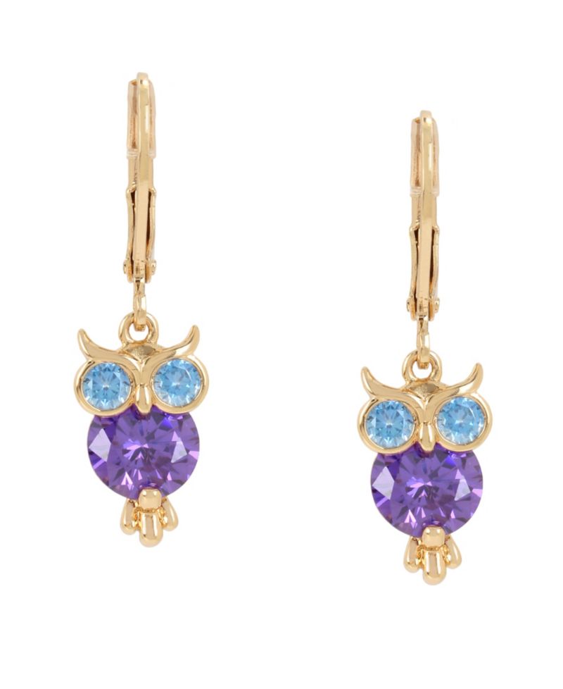 Cubic Zirconia Owl Drop Earrings