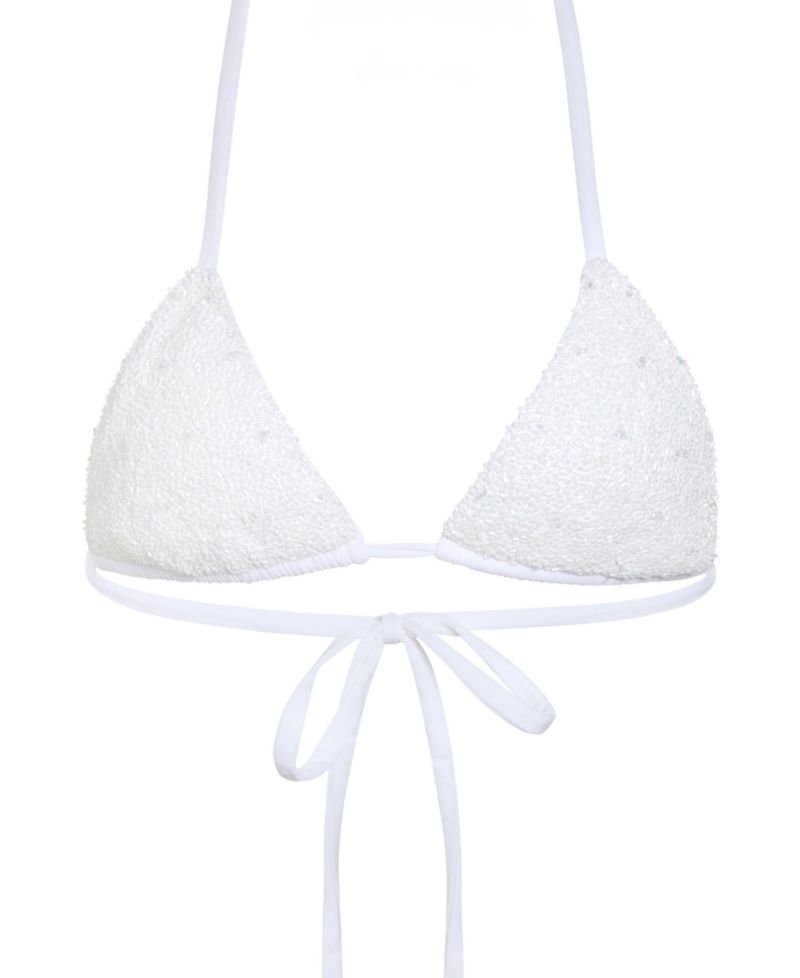 Women's Forever Hand-Beaded Triangle Halter Bikini Top