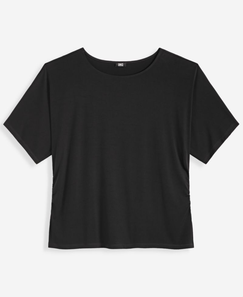 Plus Size Ruched-Side Short-Sleeve Top