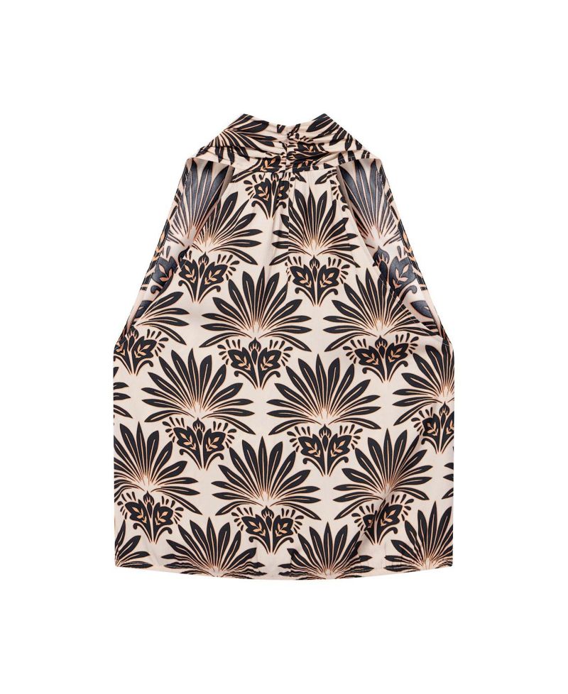 Women's Sunset Palm Halter V-Neck Wrap Top