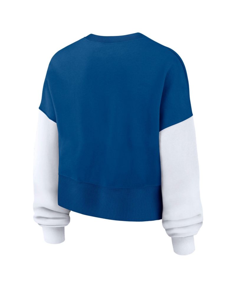 Women's Royal Indianapolis Colts Oversized Color-Block Pullover Sweatshirt