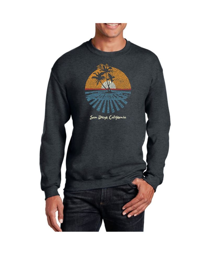 Men's Word Art Cities In San Diego Crewneck Sweatshirt