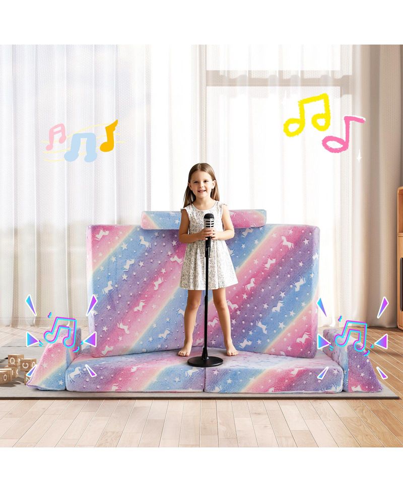 8-Piece Modular Kids Play Couch Glow-in-the-Dark Toddler Sectional