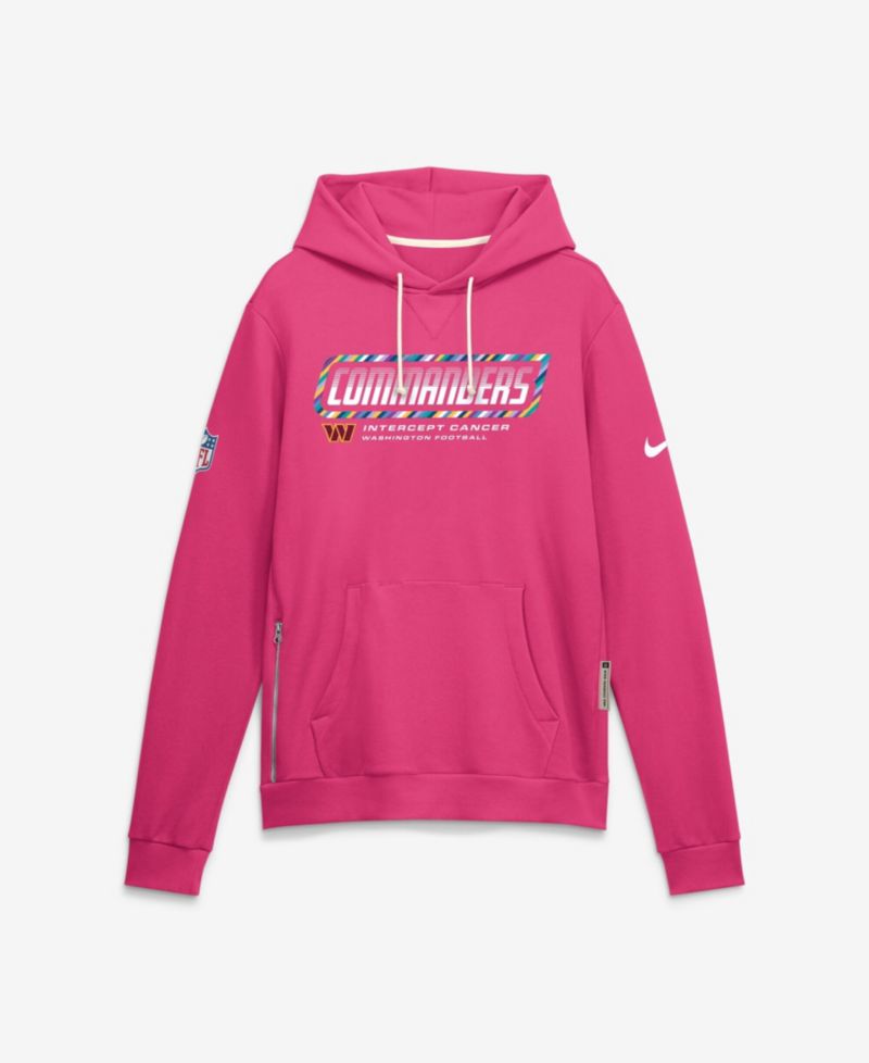 Men's Pink Washington Commanders 2026 NFL Cruical Catch Sideline Dri-Fit Pullover Hoodie