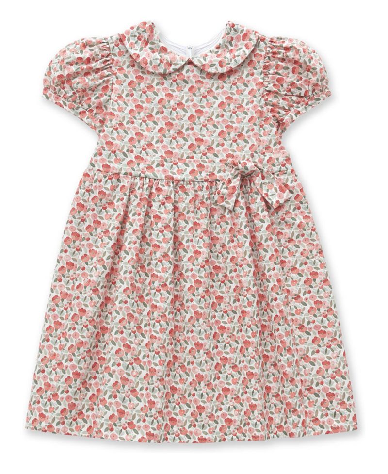 Girls' 4-6x Floral Knee-Length Shirred Dress