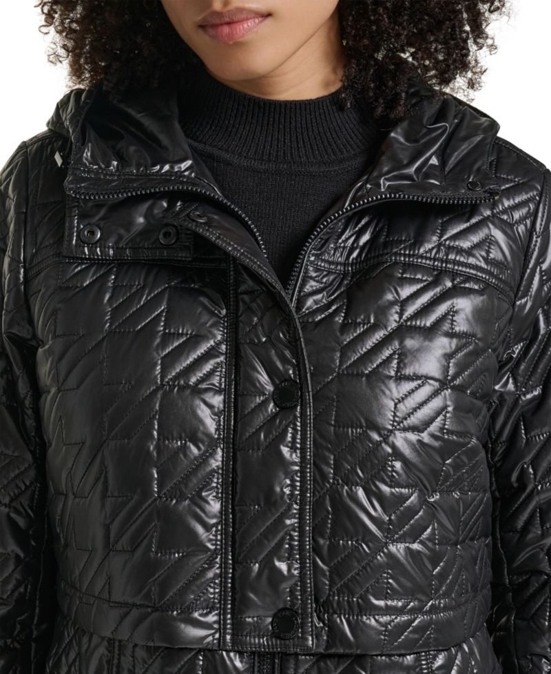 Women's Hooded Anorak Star-Quilted Coat