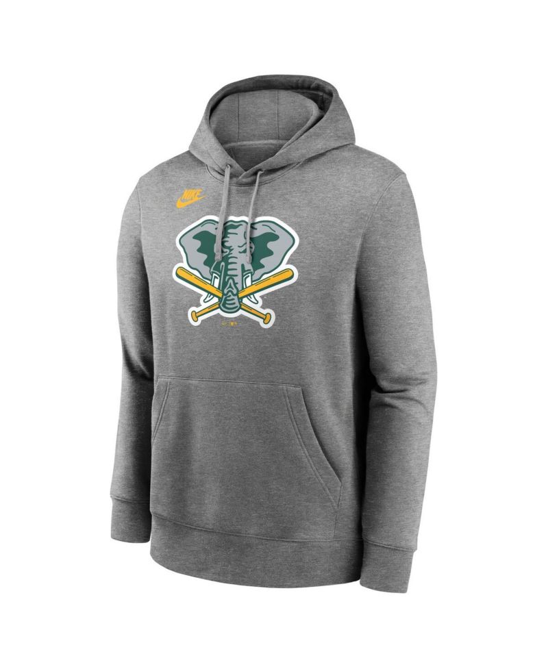 Men's Heather Gray Athletics Cooperstown Collection Logo Club Pullover Hoodie