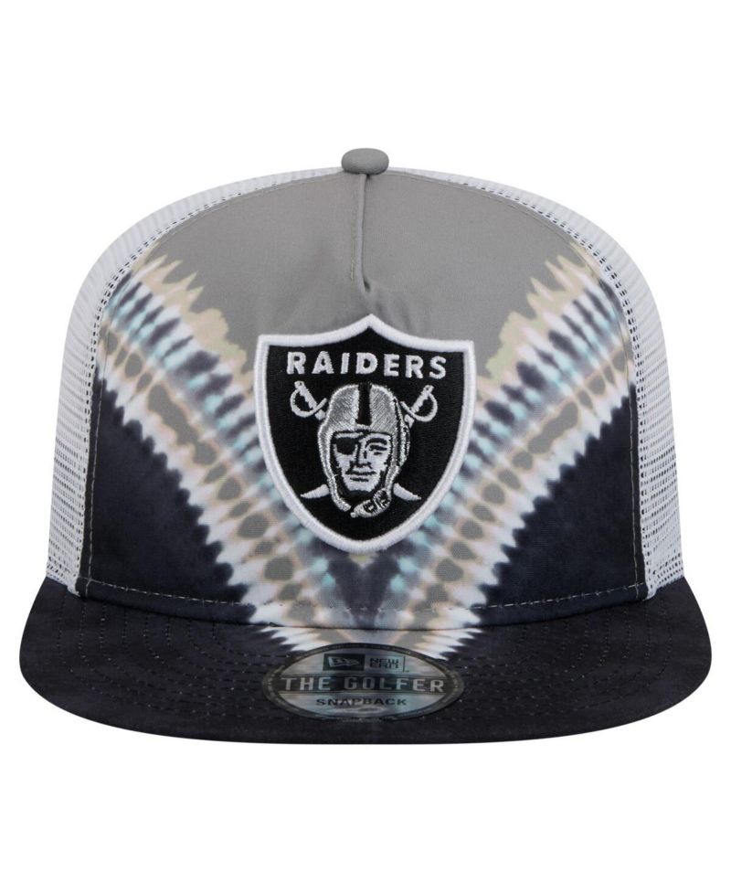 Men's Gray/Black Las Vegas Raiders Throwback Dye Golfer Snapback Hat