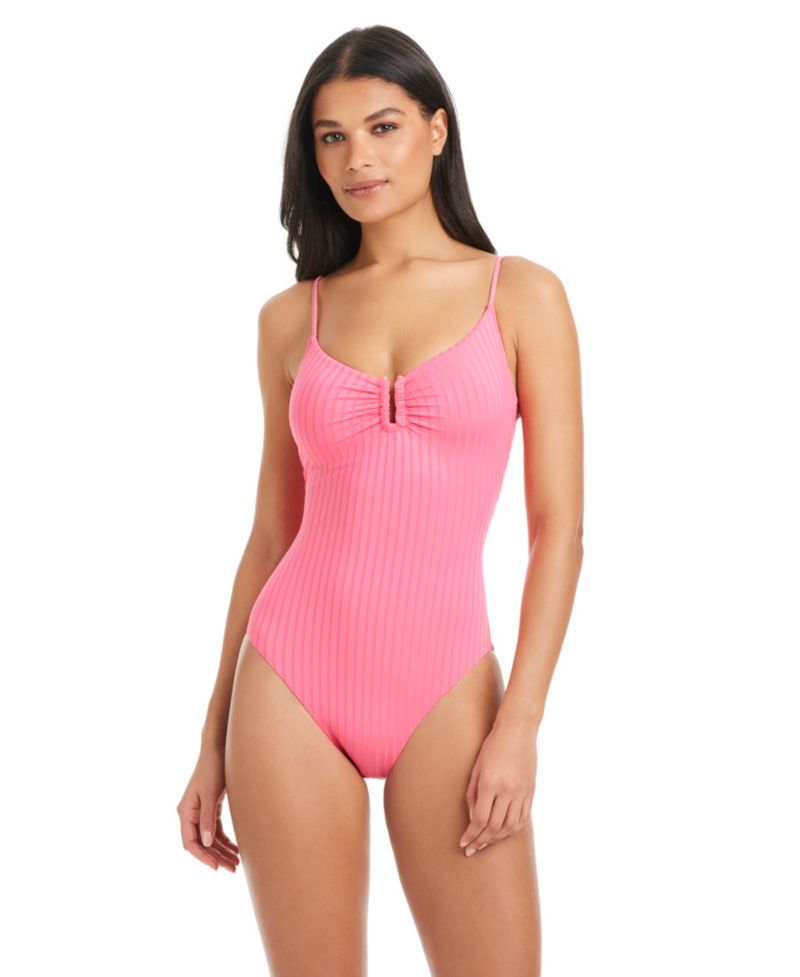 Women's Refresh Ribbed V-Neck One-Piece Swimsuit