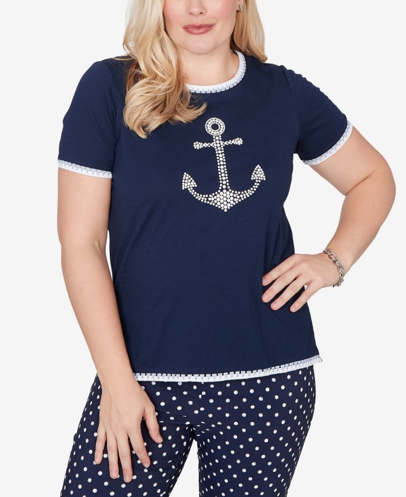 Petite Port Side Pearl Anchor Graphic T-shirt
