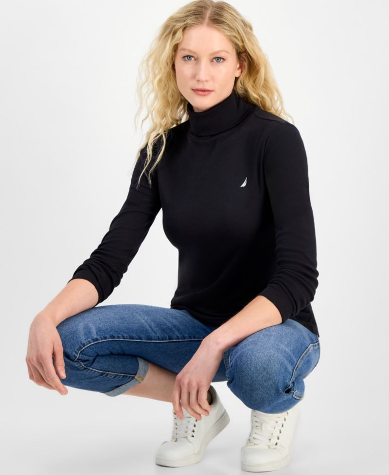 Women's Cotton Turtleneck Long-Sleeve T-Shirt