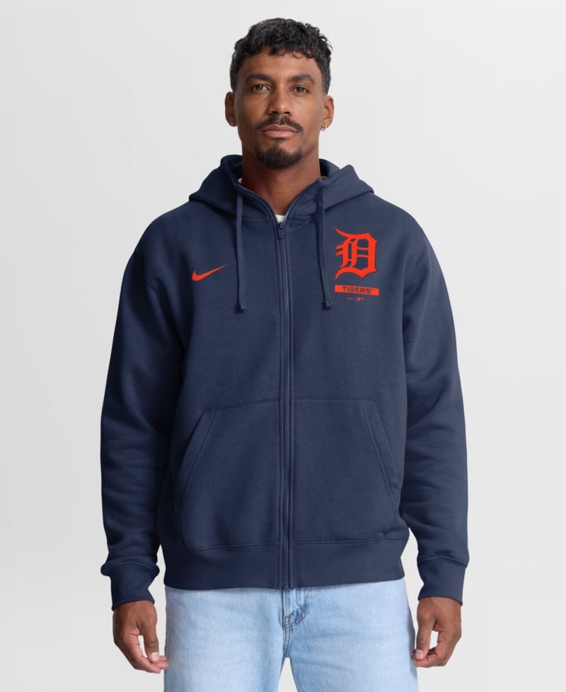 Men's Navy Detroit Tigers Primetime Lockup Full-Zip Hoodie