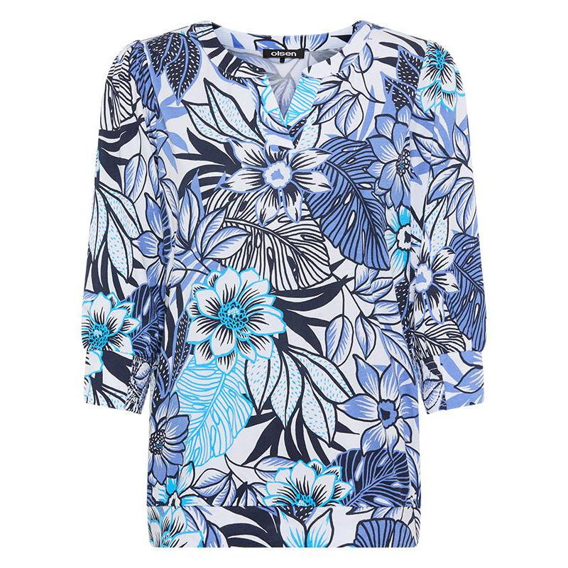 Women's Floral Split Neck T-Shirt