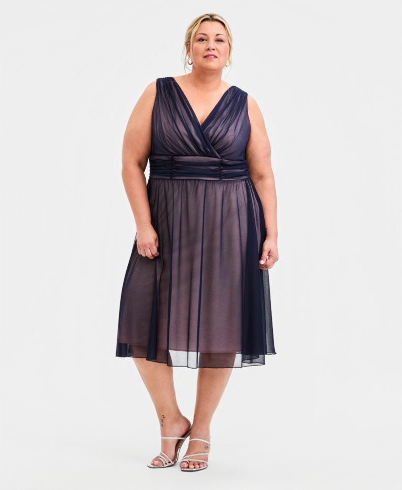 Plus Size Sleeveless Chiffon Midi Dress