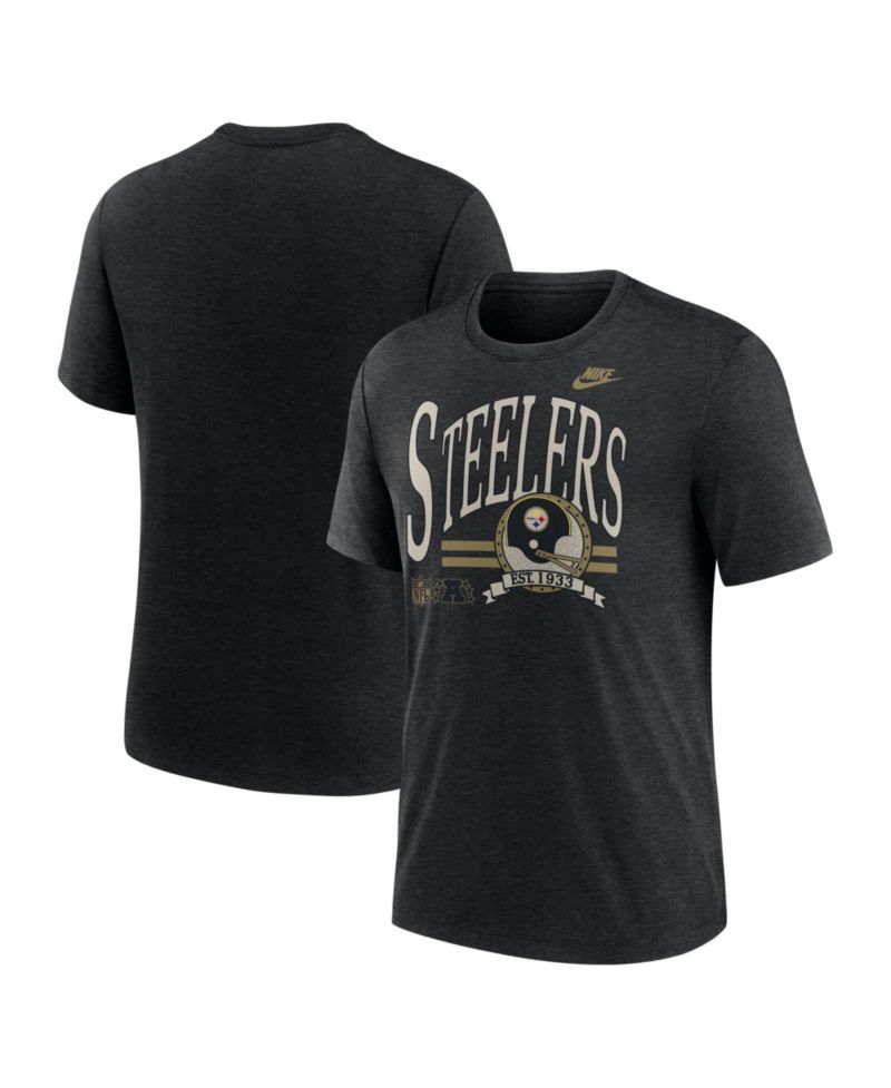 Men's Heather Black Pittsburgh Steelers Rewind Tri-Blend T-Shirt