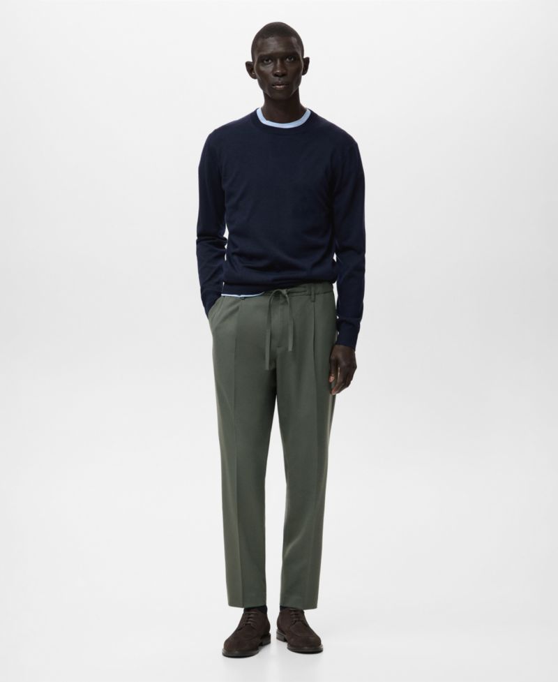Men's Regular Fit Cord Pleated Pants