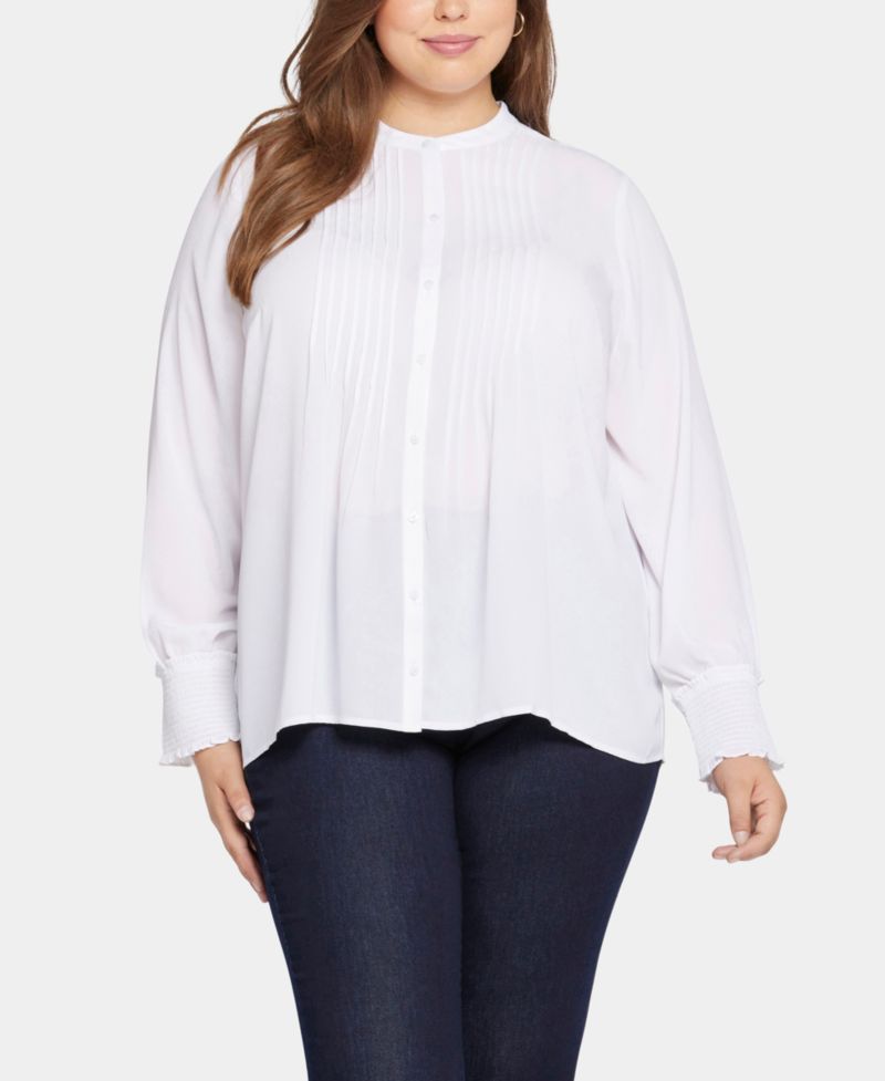 Plus Size Pleated Peasant Blouse