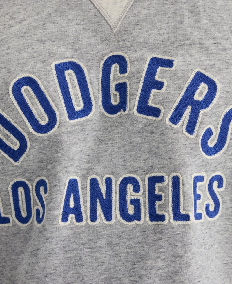 Men's Los Angeles Dodgers Iconic Relaxed-Fit Contrast V-Neck Pullover Sweatshirt