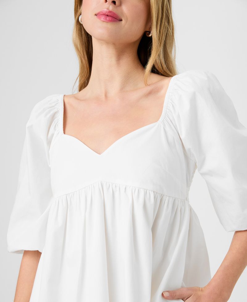 Women's Puff-Sleeve Sweetheart Neck Mini Dress