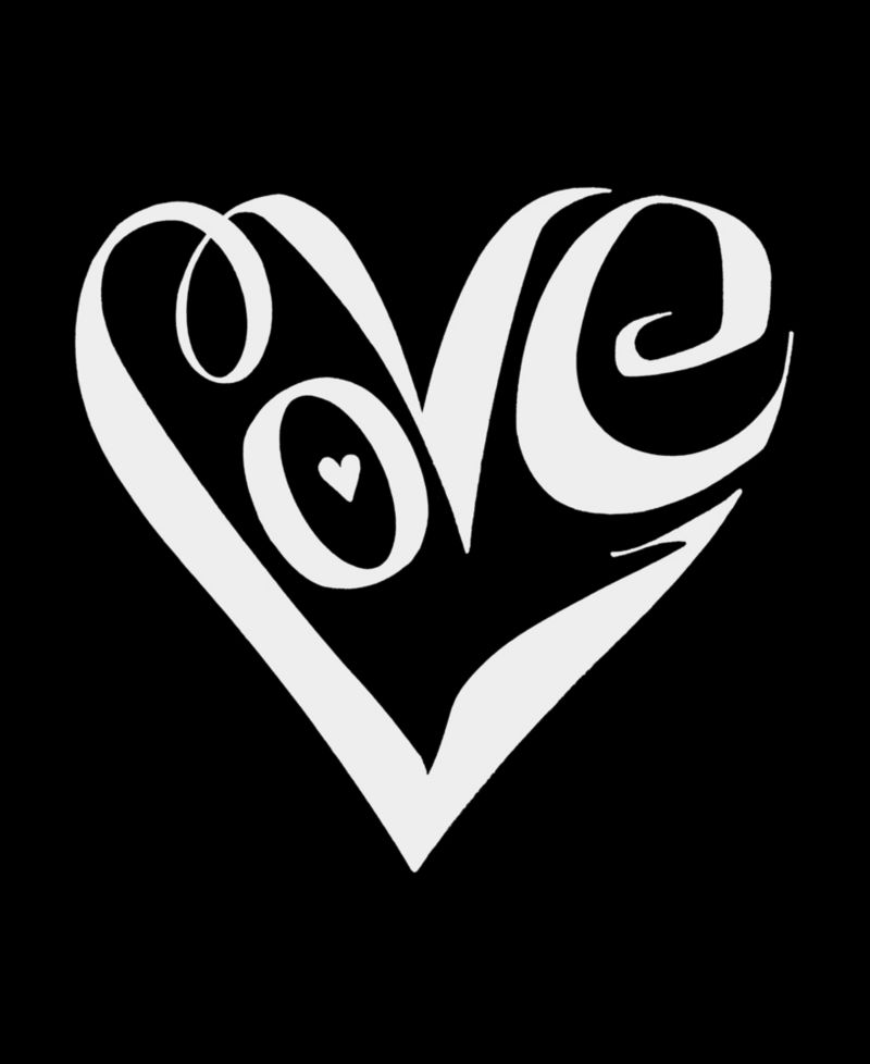 Men's Cotton/Poly Blend Word Art Script Love Heart T-shirt