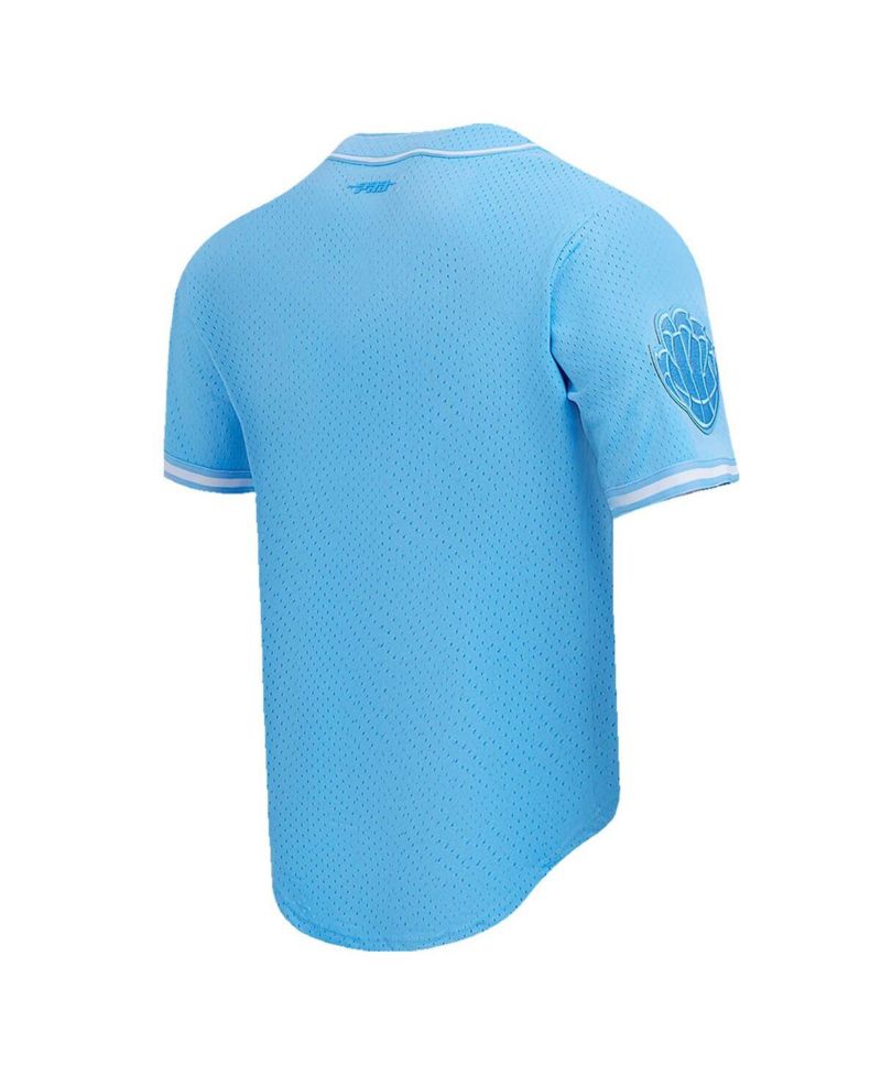 Men's Ja Morant Light Blue Memphis Grizzlies Triple Tonal Mesh Button-Up Shirt
