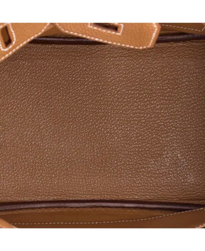 Pre-Owned Hermes Birkin 25 Handbag Brown Togo with Palladium Hardware