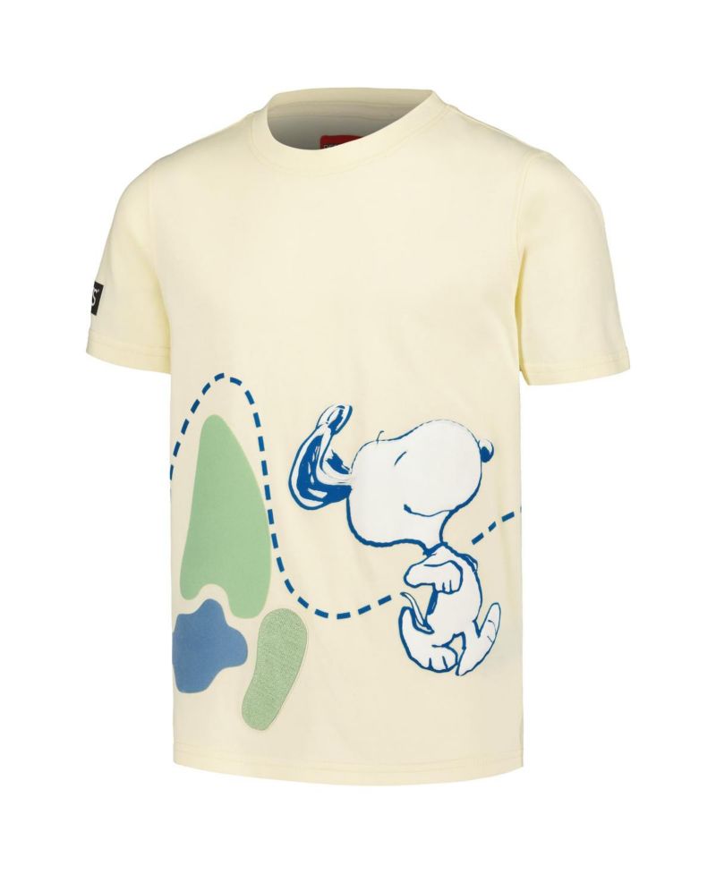Big Boys and Girls Cream Peanuts Snoopy Map T-Shirt