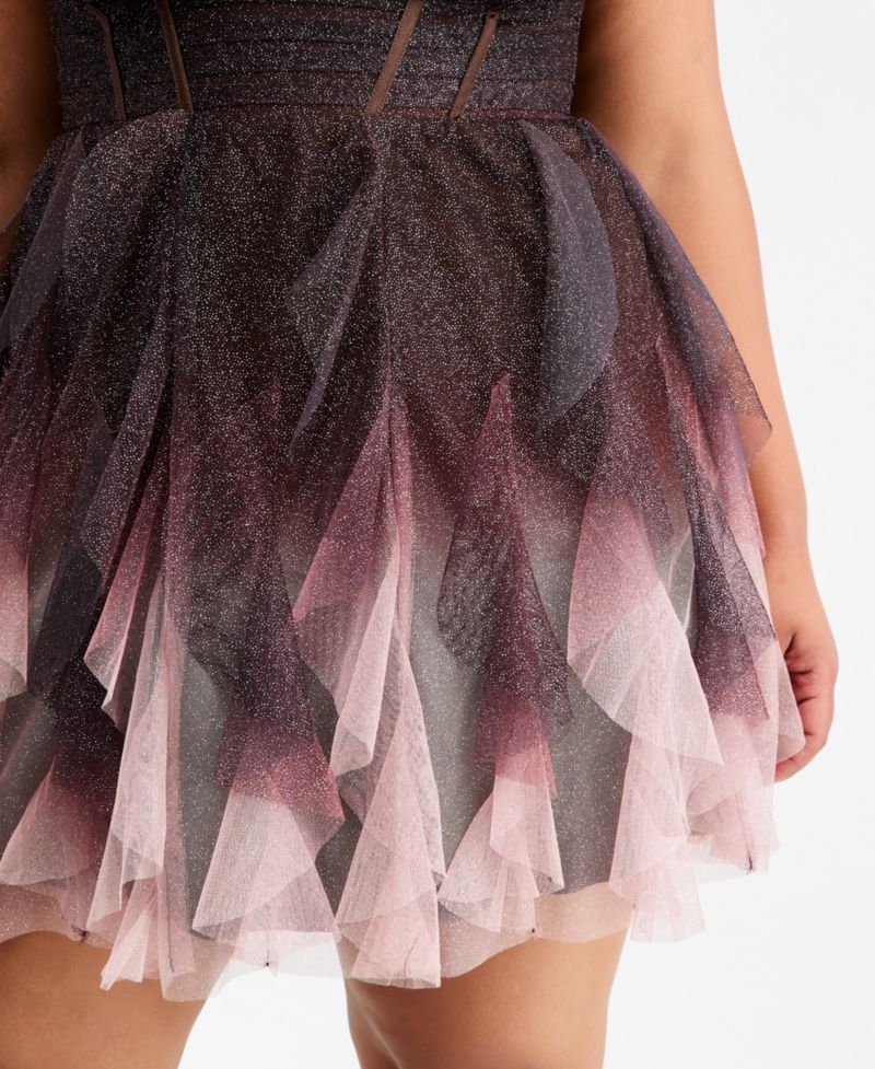Trendy Plus Size Glitter Ombr&eacute; Petal Short Dress