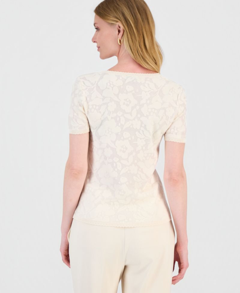 Women's Burnout Floral Crewneck Top