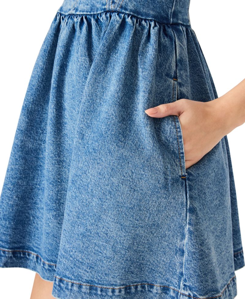 Women's Meaghan Sleeveless Square Neck Denim Mini Dress