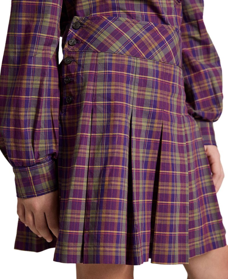 Girls' 7-16 Plaid Pleated Cotton Poplin Skirt