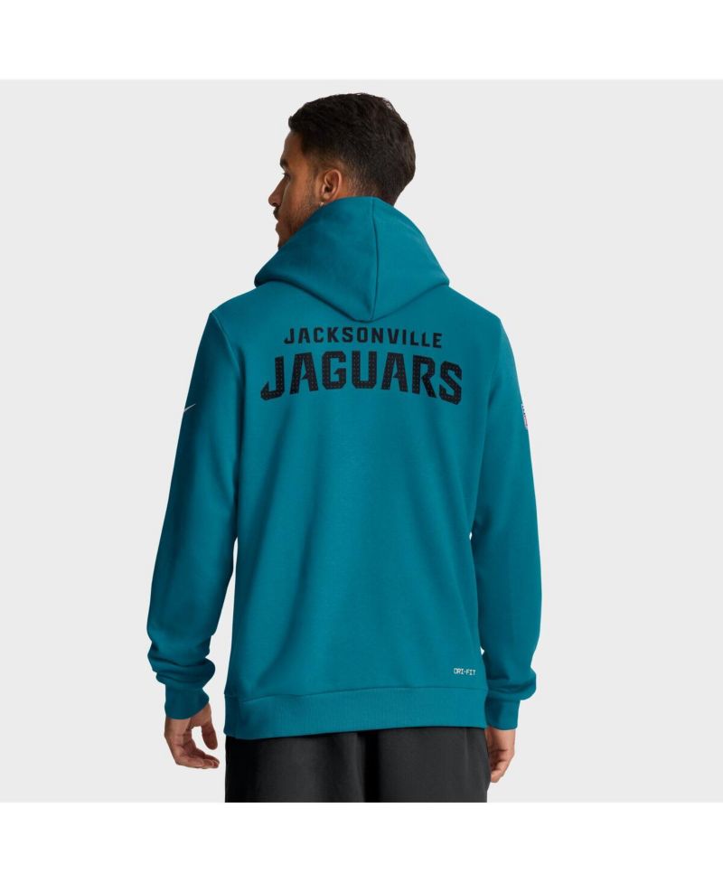 Men's Teal Jacksonville Jaguars Sideline Initial Home Performance Pullover Hoodie