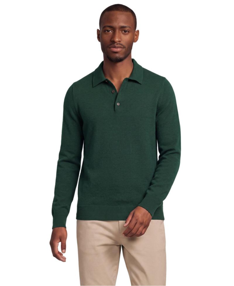 Men's Cashtouch Long-Sleeve Regular-Fit Polo Shirt