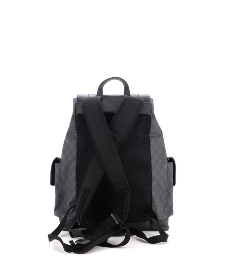 Large Double Pocket Buckle Backpack GG Coated Canvas
