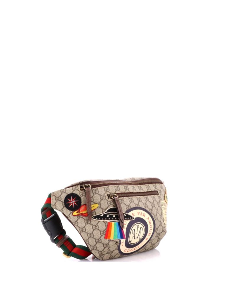 Courrier Zip Belt Bag GG Coated Canvas with Applique