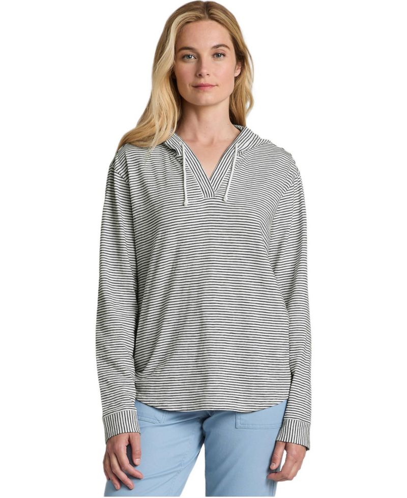 Women's Long Sleeve Slub Hooded Popover Top