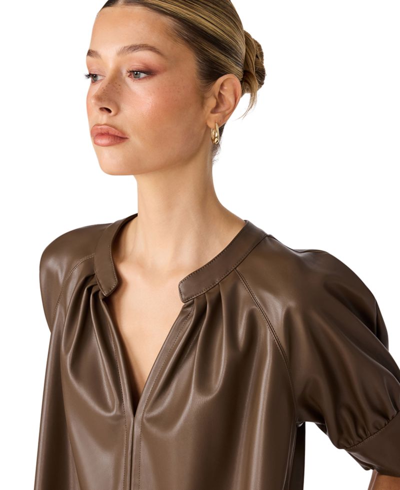 Women's Sharleene Puff-Sleeve Polyurethane Mini Dress