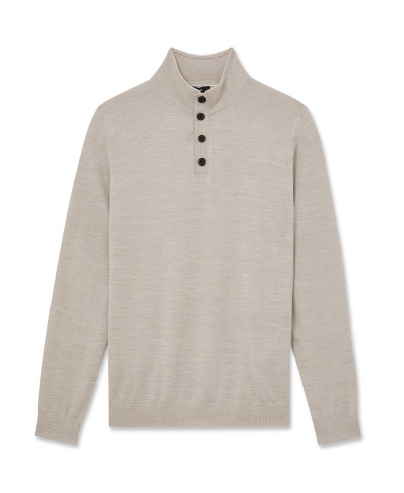 Men's Farnham Merino Wool Funnel-Neck Half-Button Jumper