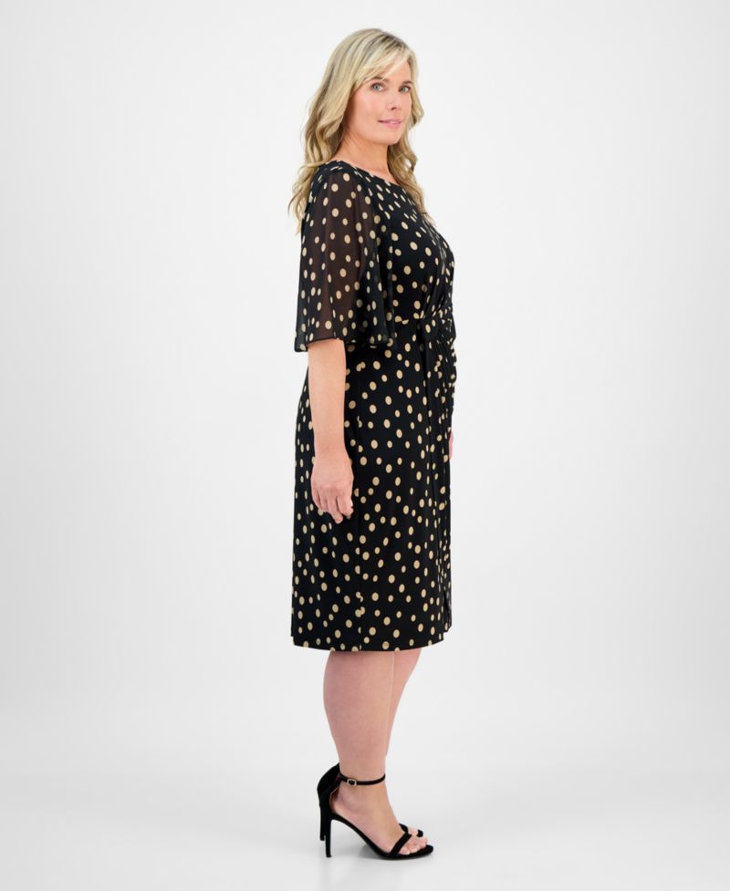 Plus Size Printed Side-Shirred Butterfly-Sleeve Dress