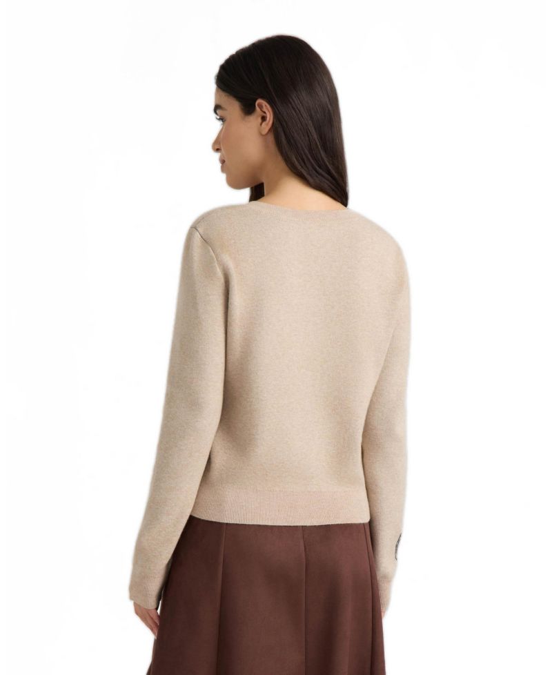 Women's Fitted Crewneck Long-Sleeve Cardigan