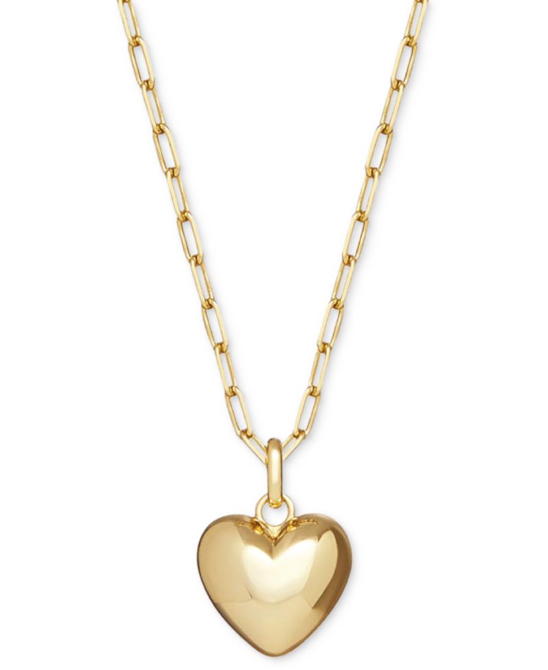 Lev Puffed Gold-Plated Heart Necklace