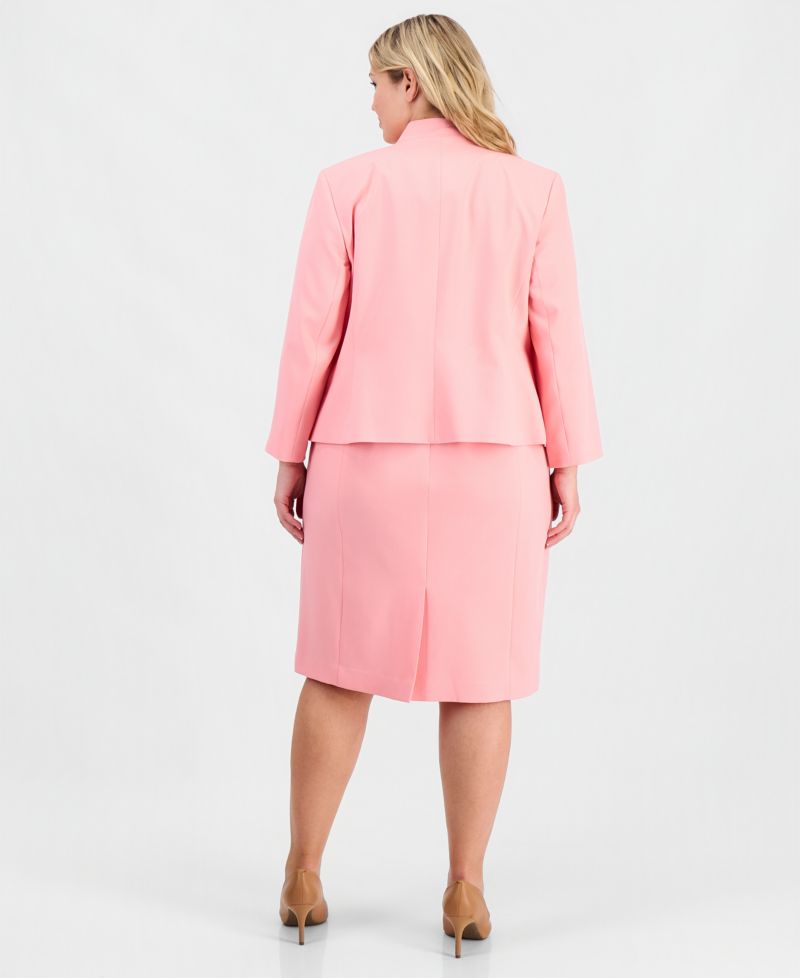 Plus Size Kiss-Front Cutout-Collar 2 Piece Dress Suit