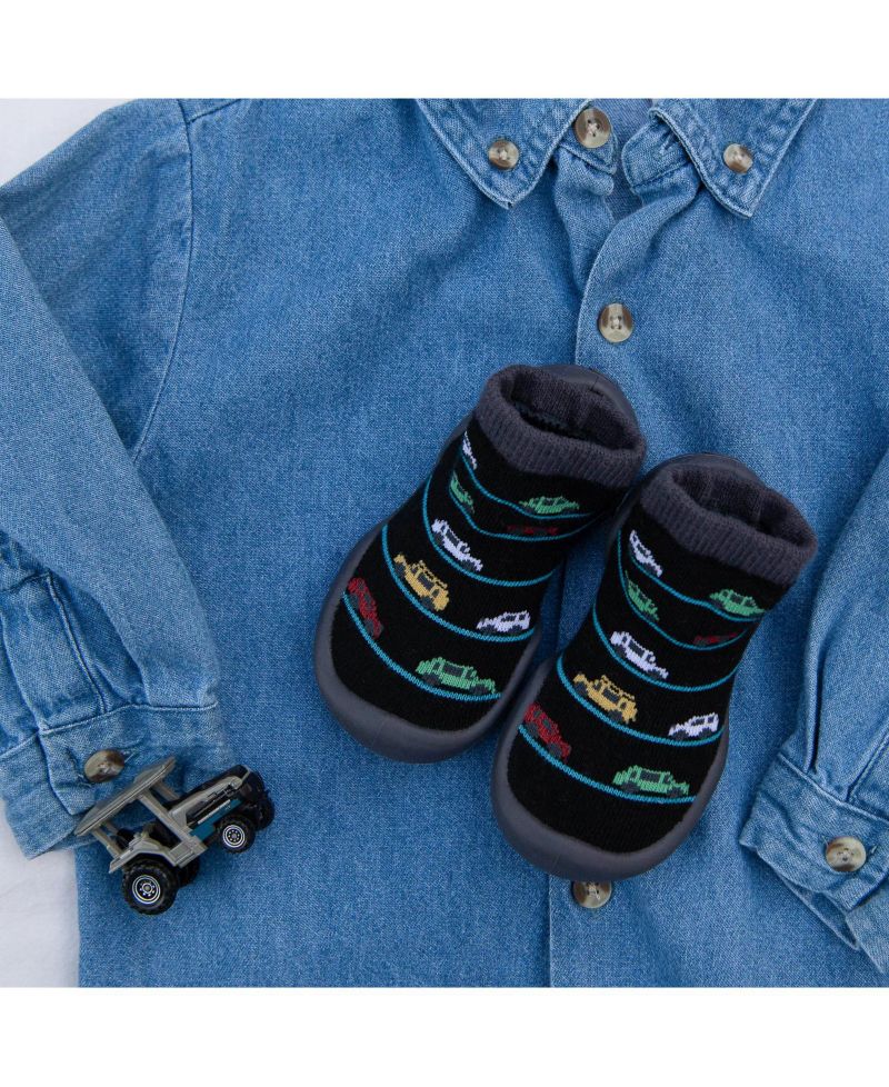 Baby Boys First Walk Sock Shoes Broom Broom