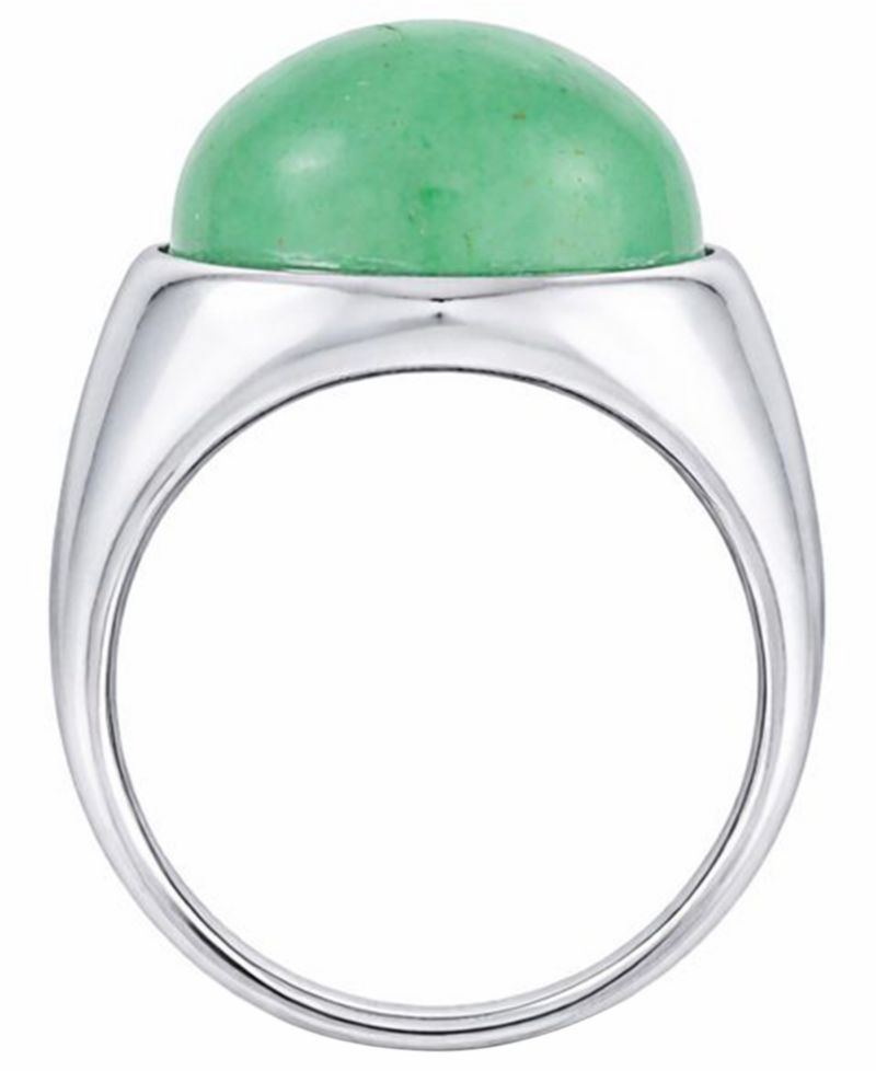 Green Jade (18 x 14mm) Ring in Sterling Silver