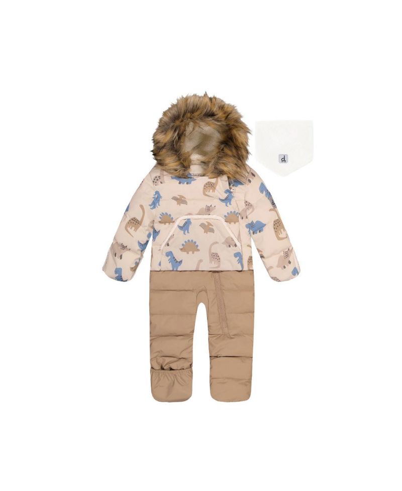Baby Boys ( 1M to 24 M ) Snug One Piece Snowsuit Adapted for Car Seats Dinosaur Print