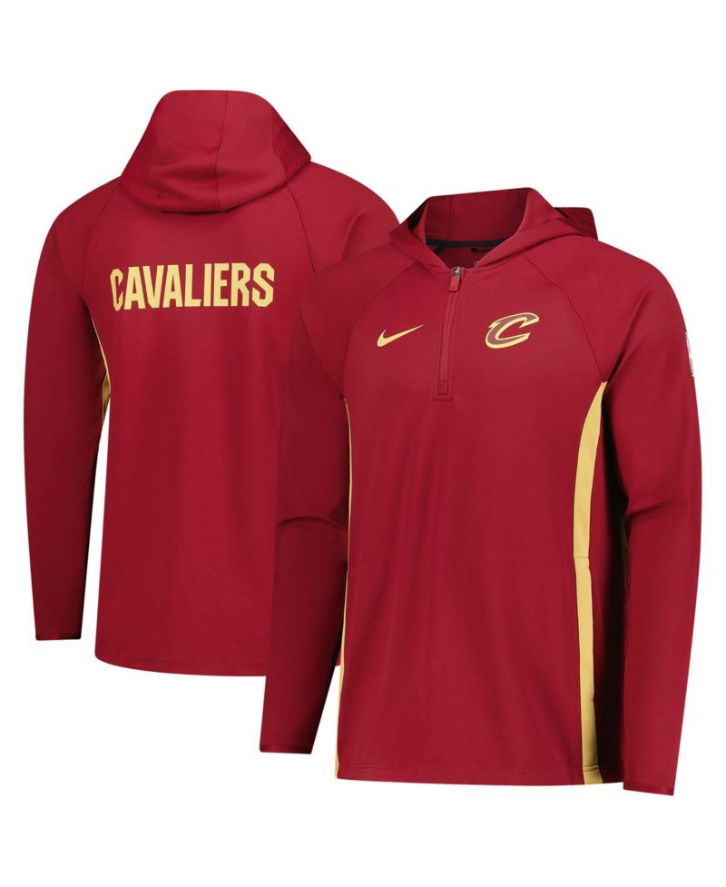 Men's Wine Cleveland Cavaliers Authentic On Court Zone Quarter-Zip Dri-FIT Hoodie Jacket